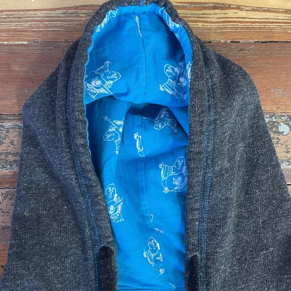 Y2K True Religion Raised Spellout Full Zip Hoodie Charcoal Blue Men’s 2XL🧡🎀